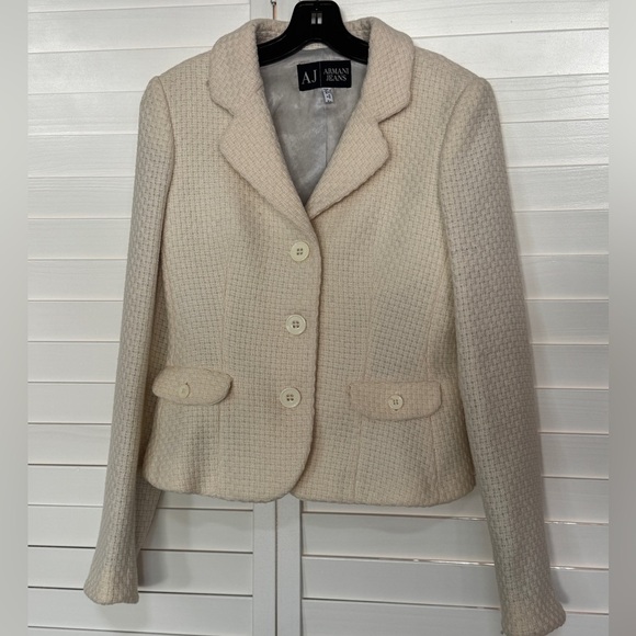 Armani Jeans Jackets & Blazers - Armani Jeans vintage cream textured wool blazer size 6